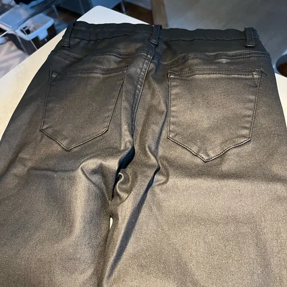 Women’s edikted black faux leather flare jeans. Size small. - Picture 5 of 10